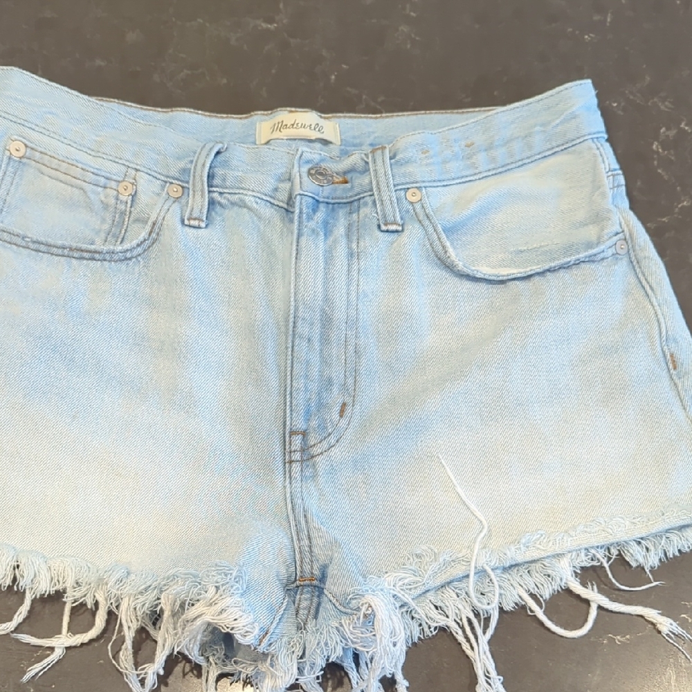 Madewell Light Blue Frayed Hem Denim Shorts